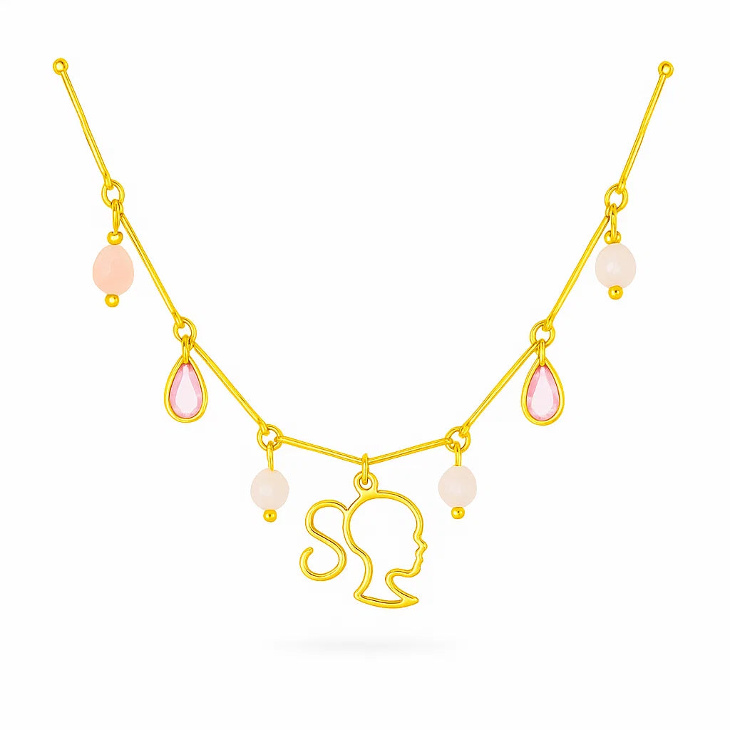 Colar Sonho de Princesa Barbie – Com Pedras Naturais e Banho de Ouro