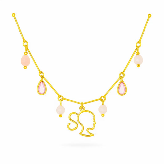 Colar Sonho de Princesa Barbie – Com Pedras Naturais e Banho de Ouro